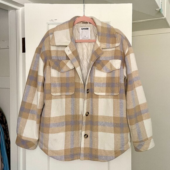 Garage Jackets & Blazers - Garage Plaid Shirt/Jacket Multicolor Beige/Blue- M